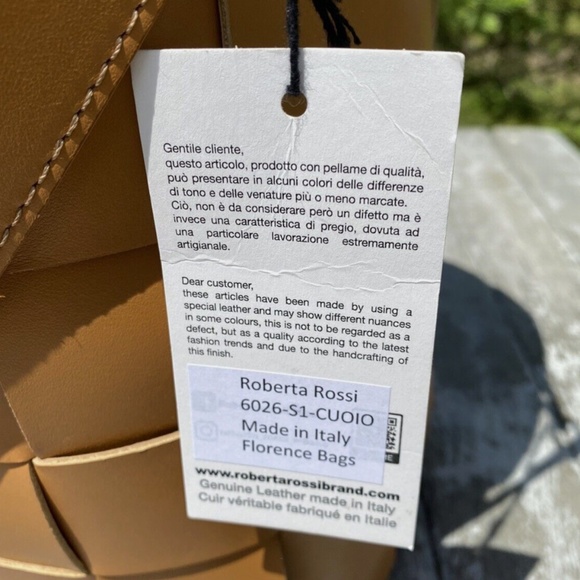 Roberta Rossi Interwoven BUCKET BAG 6026-51-CUOIO Purse Tote Handbag New NWT - Picture 4 of 4